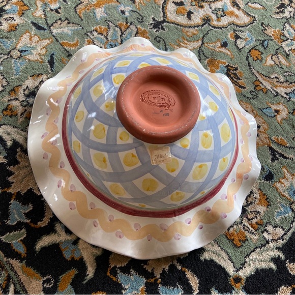 Vintage MacKenzie Childs RETIRED Ruffled Pedestal Bowl Compote-Aalsmeer - Picture 8 of 8